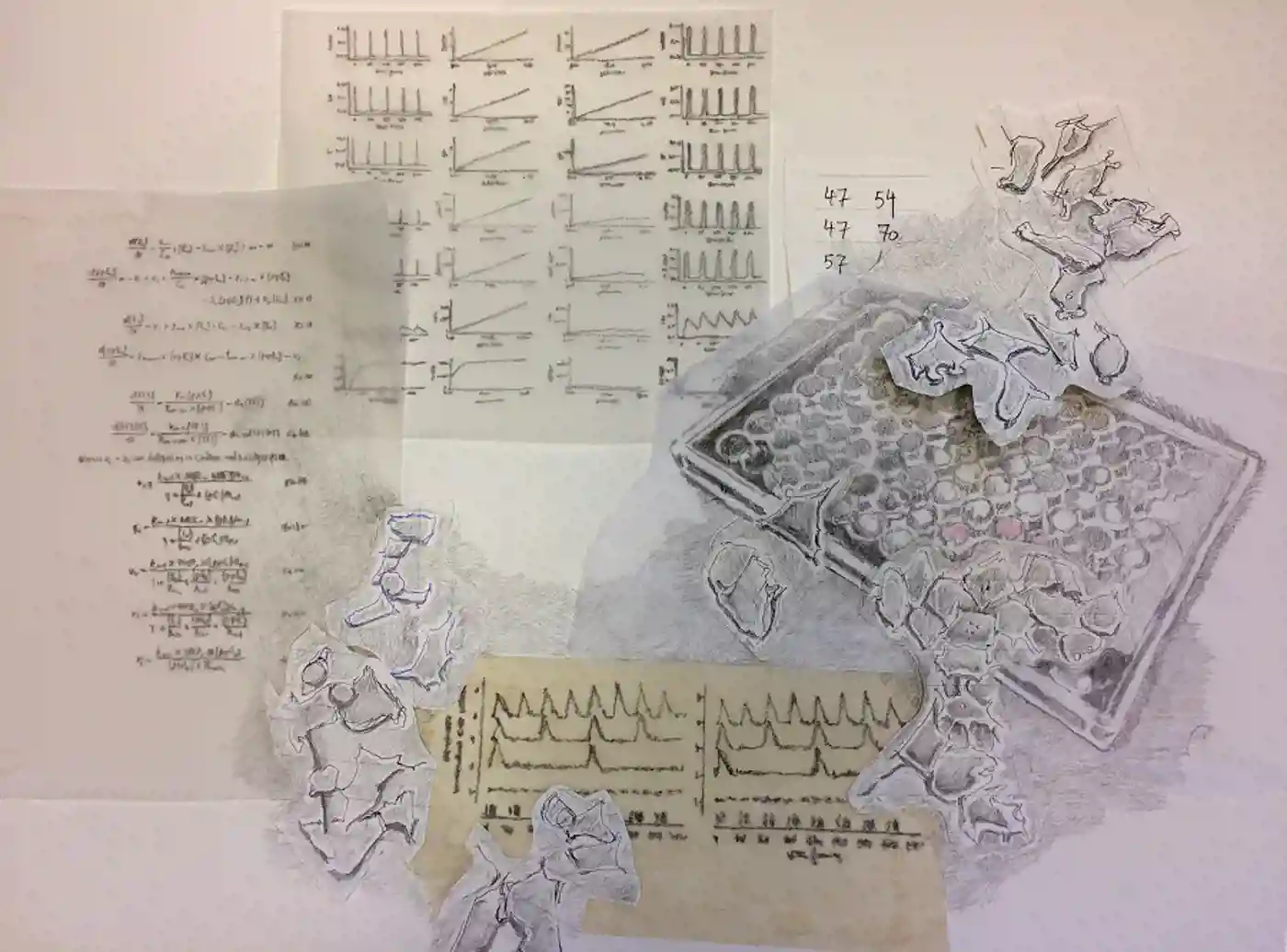 A virtuous cycle in which a model trained against wet-lab data (top) is used to create predictions that lead to wet-lab tests (right) yielding data (bottom) that can be used to improve the model (left). Illustration by Kathryn Garner